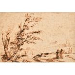 Manner of Giovanni Francesco Barbieri 'Guercino' (1591-1666) Italian. Figures in a Landscape, Ink,