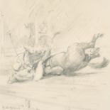 George Denholm Armour (1864-1949) British. A Fallen Polo Player, Pencil, Signed, 6.25" x 6.25" (15.8