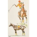 Sam Savitt (1917-2000) American. Study of a Polo Player in Cowdray Colours, Watercolour, Signed, 9.