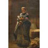 19th Century English School. Study of a Nurse, Oil on Canvas, Signed with Monogram WH and Dated