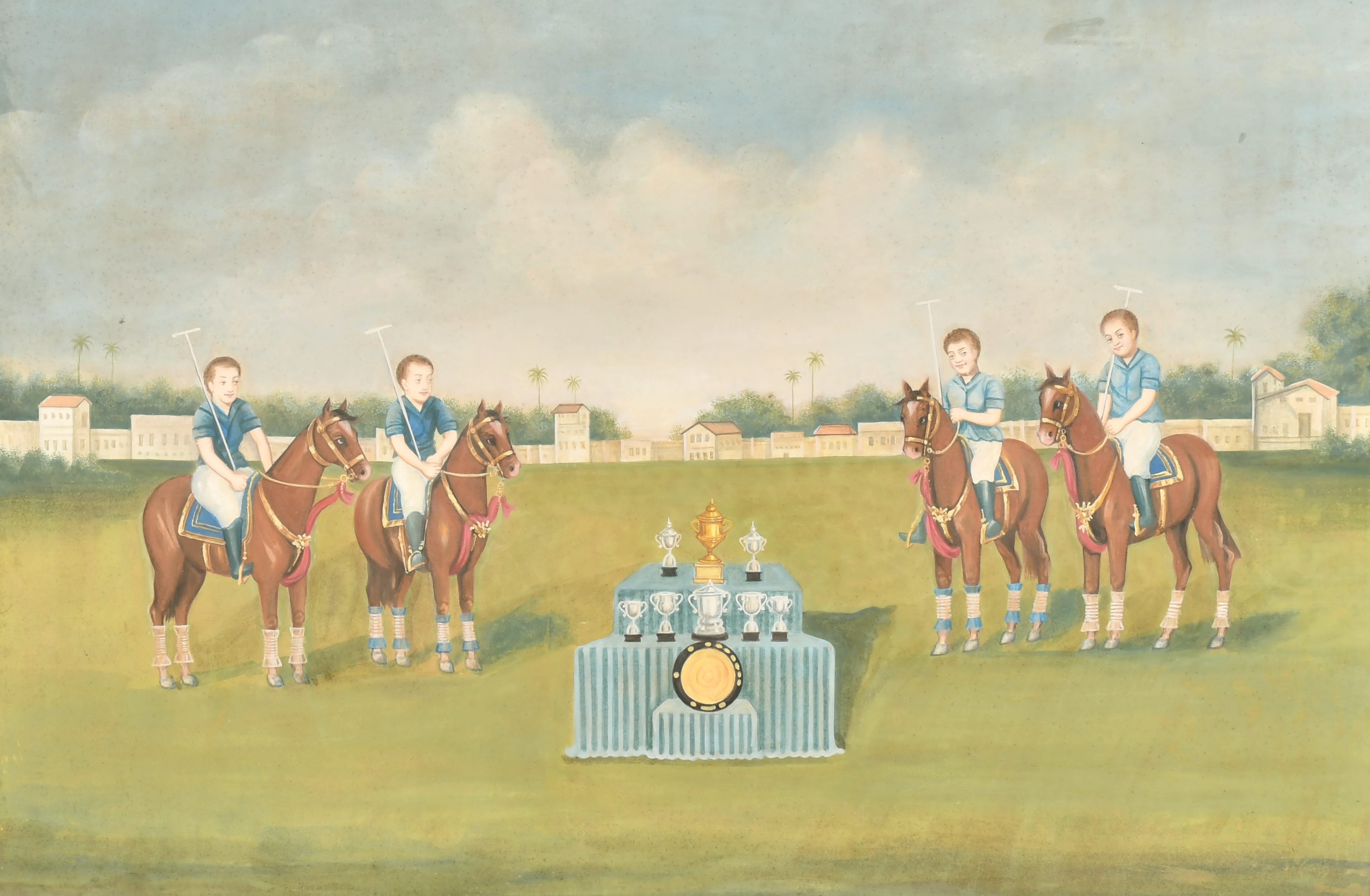 20th Century Far Eastern School. A Polo Team receiving the Trophies, Watercolour, 19.25" x 29" (48.8