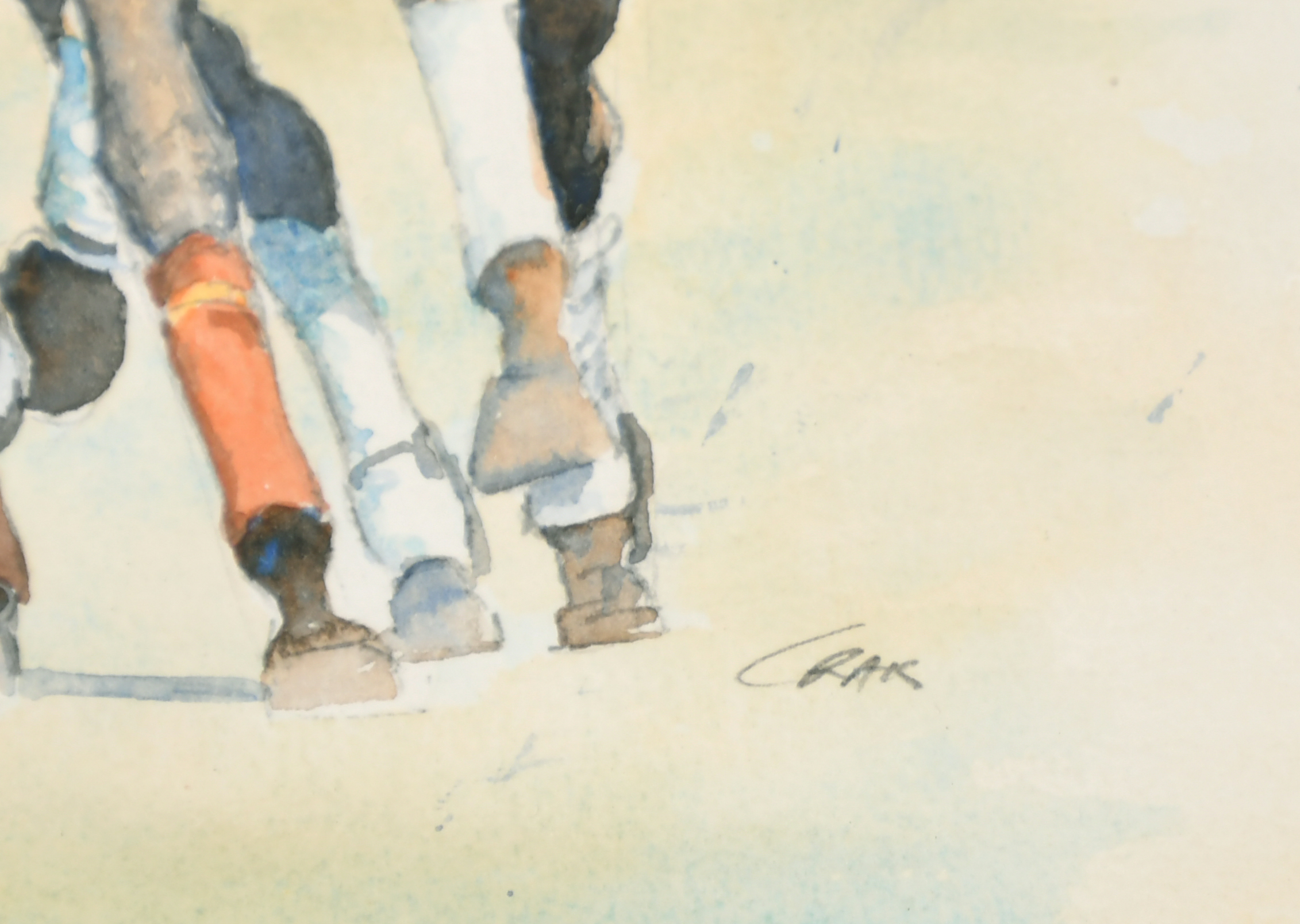 Crak (20th Century) European. Figures Playing Polo, Watercolour, Signed, 16" x 13" (40.6 x 33cm) - Image 3 of 4