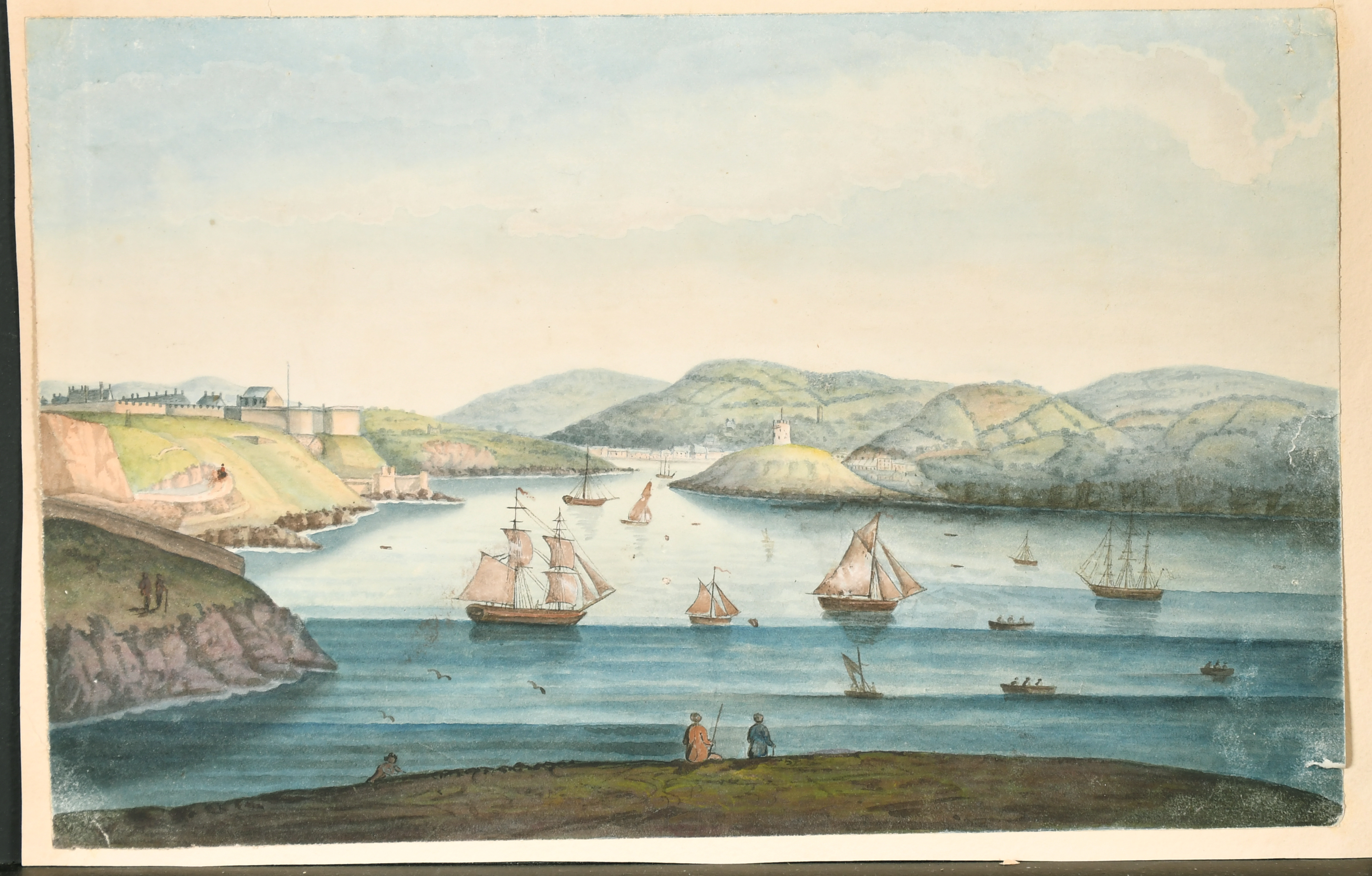 18th Century English School. A Panoramic view of Plymouth, Watercolour, Unframed, 8" x 12.5" (20.3 x - Image 8 of 9