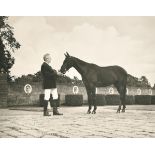 Cahill (20th Century-21st Century) European. Study of a Man holding a Horse, Platinum Palladium