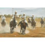 20th Century Russian School. A Polo Match, Oil on Canvas, Signed in Cyrillic, and Signed and