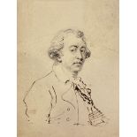 Attributed to Joshua Reynolds (1723-1792) British. A Self Portrait, Pencil and Ink, Unframed 4.25" x