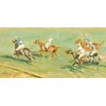 Jack Levine (1915-2010) American. A Polo Match, Oil on Board, 8" x 16" (20.3 x 40.6cm)