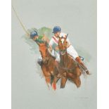 C. Howeld (20th Century) British. Polo Players, Watercolour, Signed in Pencil, 16.5" x 13" (41.8 x