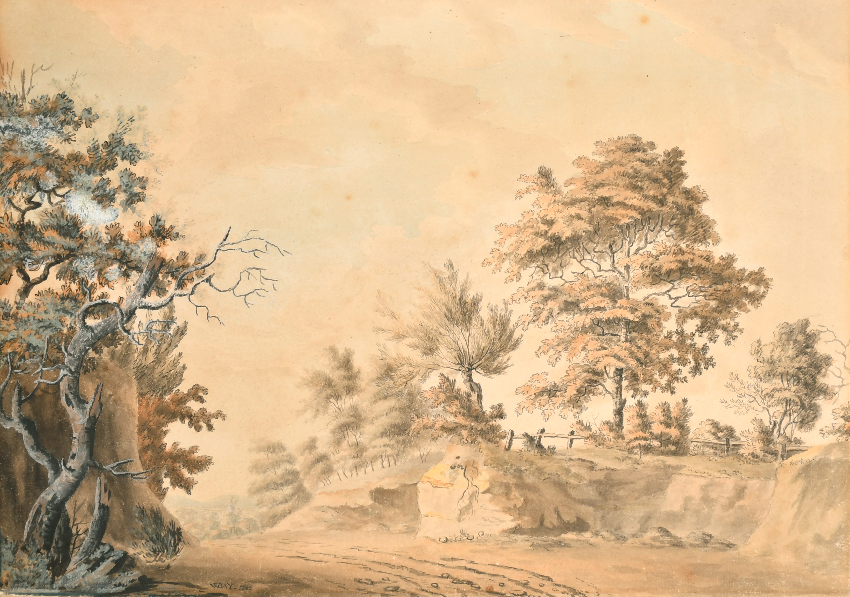 William Day (1764-1807) British. A Country Lane, Watercolour, Inscribed 'Invented & Drawn by Wm Day'