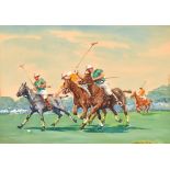 Adrian Hill (1895-1977) British. "Polo at Cowdray Park", Watercolour, Signed, and Inscribed on a