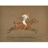 Early 20th Century English School. A Polo Player, Watercolour heightened with white, 9.5" x 13" (