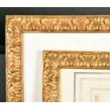 19th Century English School. A Near Pair of Carved Giltwood Frames, with inset prints, rebate 17.25"