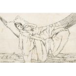 Llewellyn Petley Jones (1908-1986) British. "Girl Relaxing in a Hammock", Etching, Signed, Inscribed