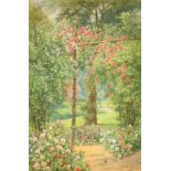 Francis George Coleridge (1838-1923) British. "The Rose Garden", Watercolour, Signed and Dated '