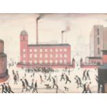 Laurence Stephen Lowry (1887-1976) British. "Mill Scene", Lithograph, Signed in Pencil, 12" x 15.75"