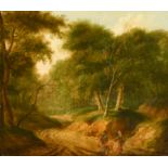 Margaret Sarah Carpenter (1793-1872) British. Figures on a Wooded Path, Oil on Panel, Signed with