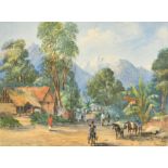 Francis George Coleridge (1838-1923) British. 'Village in the Himalayas', Watercolour, Signed and