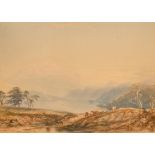 Anthony Van Dyke Copley Fielding (1787-1855) British. "A Scotch Lake Scene", Watercolour, Signed and