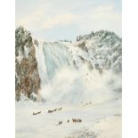 Francis George Coleridge (1838-1923) British. "Ice Cone, Montmorency" Quebec, Watercolour, Signed,