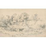 Early 19th Century English School. Landscape with Horses and Cart, Pencil, Indistinctly Inscribed