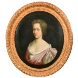 18th Century English School. Bust Portrait of a Lady, Oil on Canvas, in a carved giltwood frame,