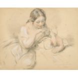 Margaret Sarah Carpenter (1793-1872) British. Mother and Child, Coloured Chalk, Signed and Dated