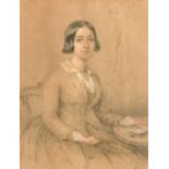 William Carpenter (1818-1899) British. Portrait of a Seated Woman, Chalk, Signed and Dated 1850, 19"