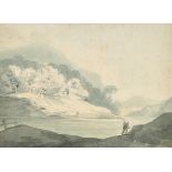William Payne (1760-1830) British. Figures in a River Landscape, Watercolour, 9.5" x 13.25" (24 x