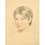 William Carpenter (1818-1899) British. Head of a Young Girl, Pencil and Coloured Chalks, Signed