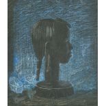 Maxwell Armfield (1882-1972) British. "Benin Head", Chalk, Inscribed on labels verso, Mounted