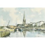 Edward Wesson (1910-1983) British. "Reflections St Mary Redcliffe", Print, Signed in Pencil, with