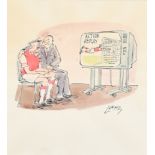 Terence Parkes 'Larry' (1927-2003) British. "Action Replay", Ink and Watercolour, Signed, and