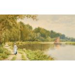 Francis George Coleridge (1838-1923) British. 'The Thames at Sonning', Watercolour, Signed, and