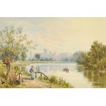 Francis George Coleridge (1838-1923) British. 'Windsor from the Rushes', Watercolour, Signed, and