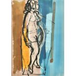 John Piper (1903-1992) British. A Standing Nude, Ink and Wash, Studio Stamp, 18.75" x 12.5" (47.7