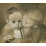 Evelyn Williams (1929-2012) British. A Sibling Embrace, Pastel, Signed on Mount, 6" x 7" (15.2 x