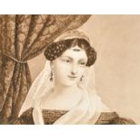 19th Century English School. Bust Portrait of a Lady, Watercolour, Unframed 5.25" x 6.75" (13.3 x