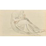 Circle of George Romney (1734-1802) British. Study of a Baby Feeding, Pencil and Chalk, 9.25" x 15.