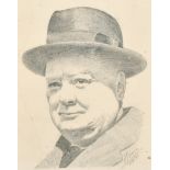 S. J. Marin (20th Century) British. Head Study of Churchill, Pencil, Signed and Dated 2.12.40, and