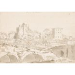 Richard Cooper (1740-1822) British. "Ruins of Rome", Pencil and Wash, Signed and Inscribed in