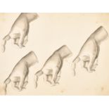 Johannes Eckstein (1736-1817) German/American. Studies of Hands, Ink and Wash, Mounted Unframed 5.