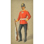 Richard Simkin (1840-1926) British. Study of an East Kent Regiment Officer (The Buffs), Watercolour,