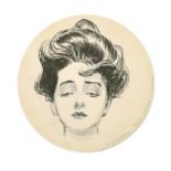 Charles Dana Gibson (1867-1944) American. Head Study of a Lady, Ink, Signed and Inscribed in pencil,