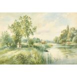 Henry John Kinnaird (1861-1929) British. "On The Thames near Cookham", Watercolour, Signed and