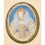 Manner of Nicholas Hilliard (1547-c.1619) British. Portrait of Queen Elizabeth I (1533-1603),