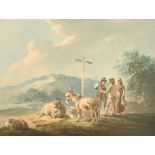 Peter la Cave (1769-1811) British. A Resting Place on a London Road, Watercolour, Signed, 7.5" x 10"