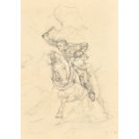 Richard Caton Woodville (1856-1927) British. A Cavalry Officer on Horseback, Pencil, Signed with