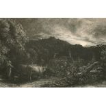 Samuel Palmer (1805-1881) British. "The Weary Ploughman" or "Tardus Bubulcus", Etching with Etched