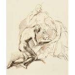 George Richmond (1809-1896) British. Figures Kneeling over a Child, Ink, 8.25" x 7" (21 x 17.8cm).