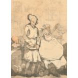 Thomas Rowlandson (1756-1827) British. "A Penny Barber", Engraving, 13.75" x 9.75" (35 x 25cm)